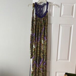 Bohemian Maxi Dress with Purple Accents